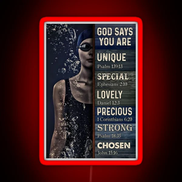 Swimming God Says You Are Unique RGB Neon Sign