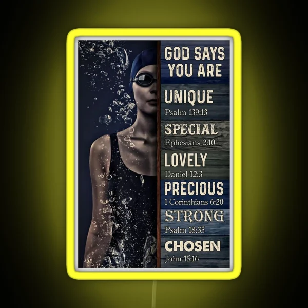 Swimming God Says You Are Unique RGB Neon Sign