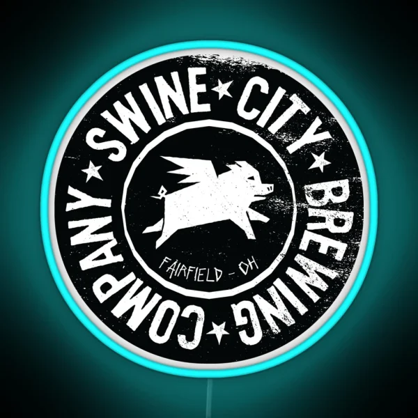 Swine City Brewing Company Logo RGB Neon Sign