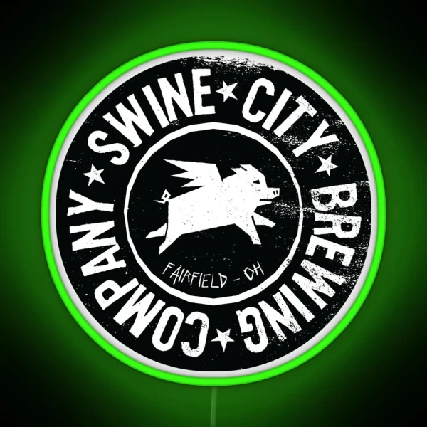 Swine City Brewing Company Logo RGB Neon Sign