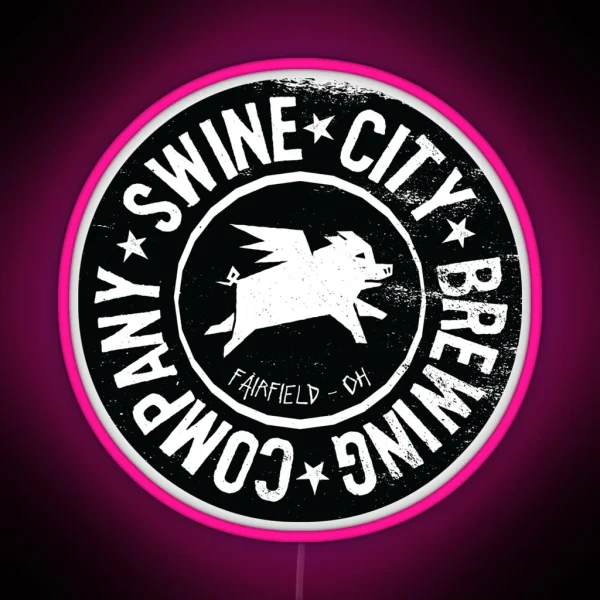Swine City Brewing Company Logo RGB Neon Sign
