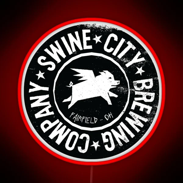Swine City Brewing Company Logo RGB Neon Sign