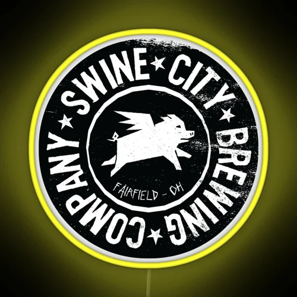 Swine City Brewing Company Logo RGB Neon Sign