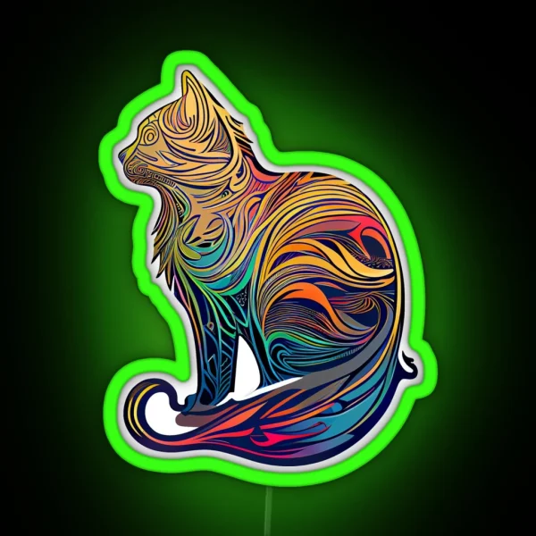 Swirls Multicoloured Rainbow Cat RGB Neon Sign