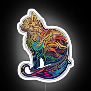 Swirls Multicoloured Rainbow Cat RGB Neon Sign