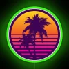 Vibrant Retro Futuristic Colorful Neon Sign with Synthwave Sunset Glow Design