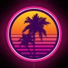 Vibrant Synthwave Sunset Inspired Neon RGB Color Changing Art Display