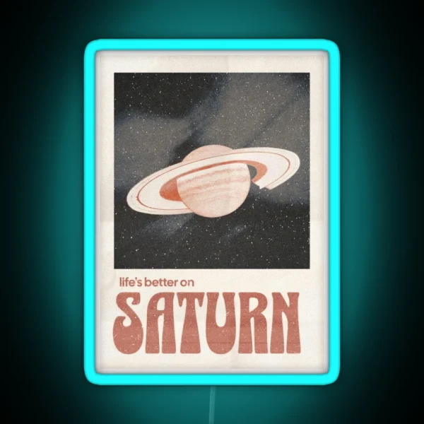 Sza Saturn Poster Orange RGB Neon Sign