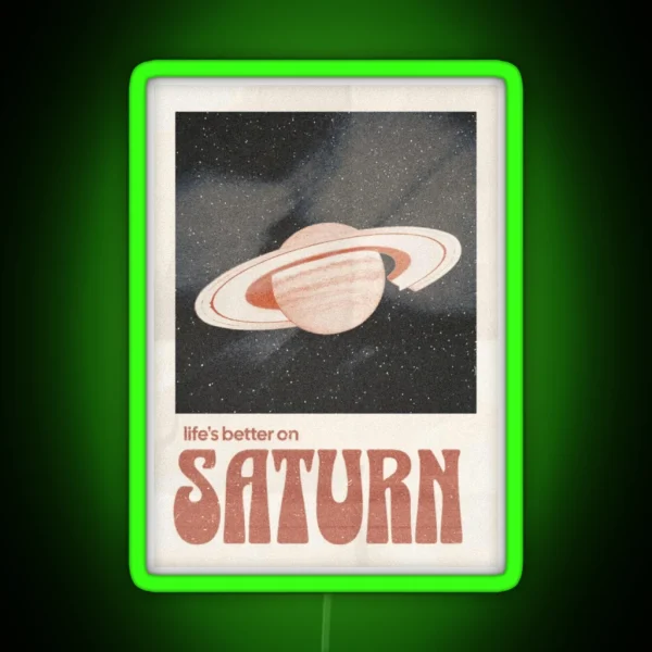 Sza Saturn Poster Orange RGB Neon Sign