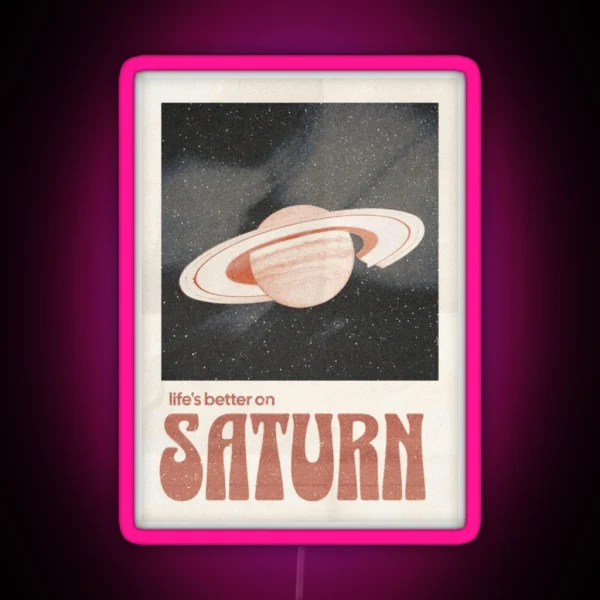 Sza Saturn Poster Orange RGB Neon Sign