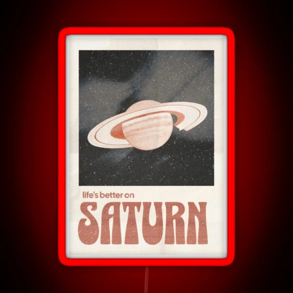 Sza Saturn Poster Orange RGB Neon Sign