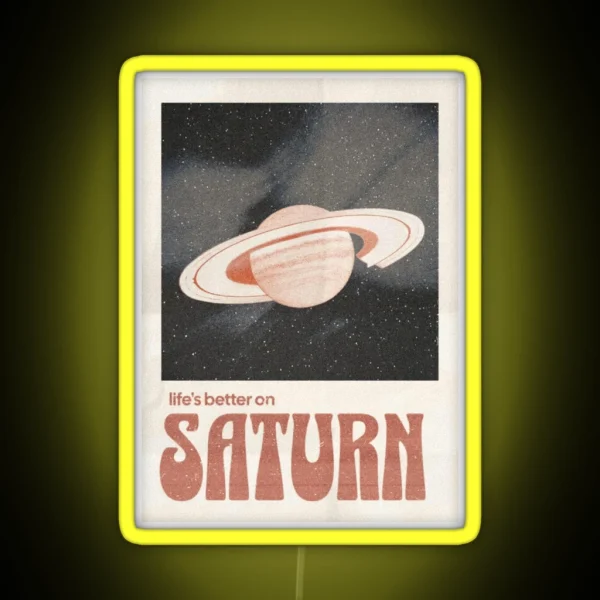 Sza Saturn Poster Orange RGB Neon Sign