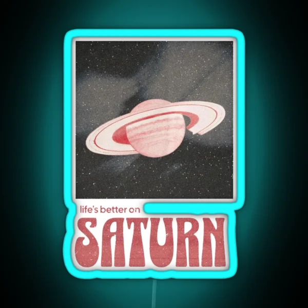 Sza Saturn Transparent Red RGB Neon Sign