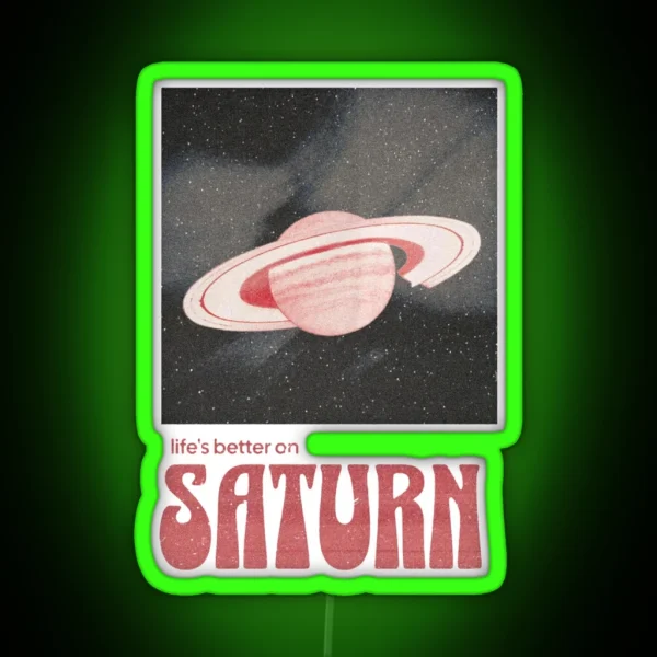 Sza Saturn Transparent Red RGB Neon Sign