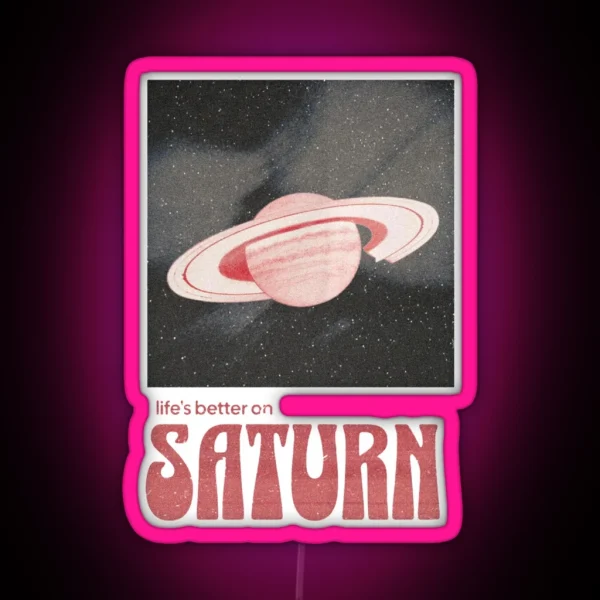 Sza Saturn Transparent Red RGB Neon Sign