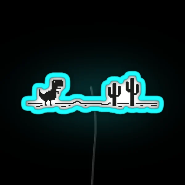 T Rex Dino Cactus Offline Offline RGB Neon Sign