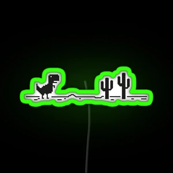 T Rex Dino Cactus Offline Offline RGB Neon Sign