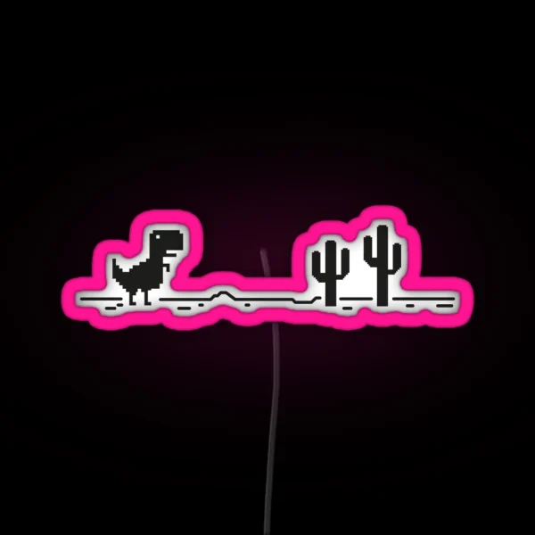 T Rex Dino Cactus Offline Offline RGB Neon Sign