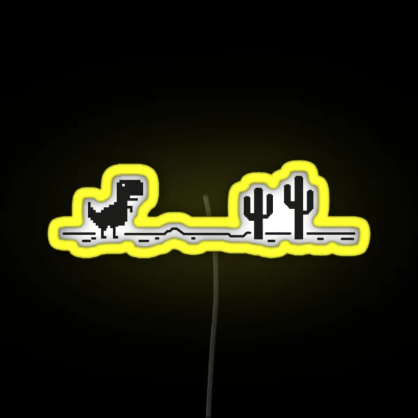 T Rex Dino Cactus Offline Offline RGB Neon Sign