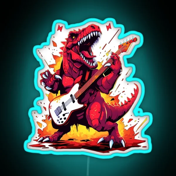 T Rex Rockstar Guitar Solo RGB Neon Sign