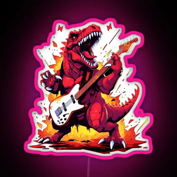 T Rex Rockstar Guitar Solo RGB Neon Sign