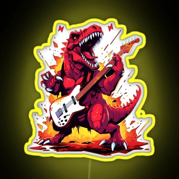 T Rex Rockstar Guitar Solo RGB Neon Sign