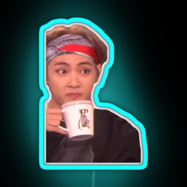 Tae Sipping Tea RGB Neon Sign