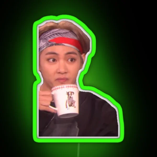 Tae Sipping Tea RGB Neon Sign