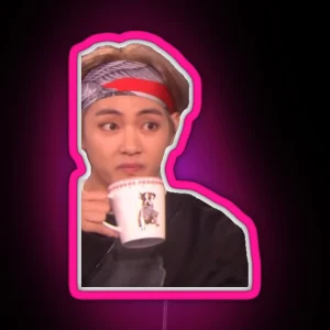 Tae Sipping Tea RGB Neon Sign