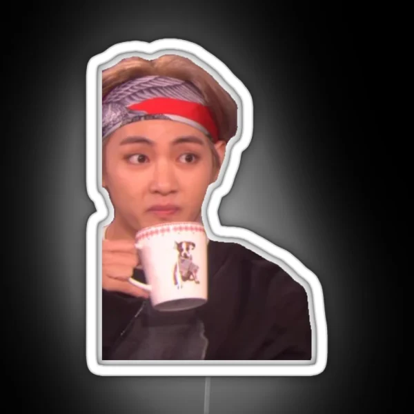 Tae Sipping Tea RGB Neon Sign