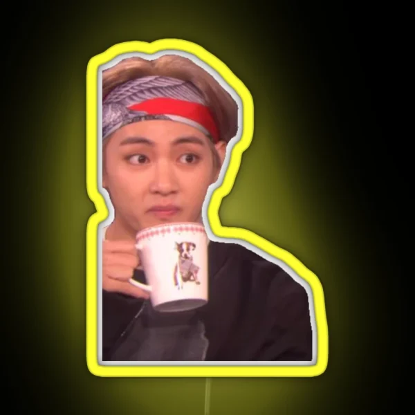 Tae Sipping Tea RGB Neon Sign