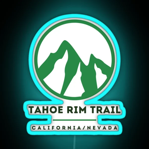 Tahoe Rim Trail Mountain Circle Design Dark RGB Neon Sign