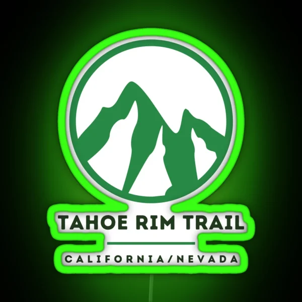 Tahoe Rim Trail Mountain Circle Design Dark RGB Neon Sign