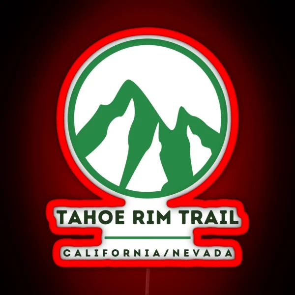 Tahoe Rim Trail Mountain Circle Design Dark RGB Neon Sign