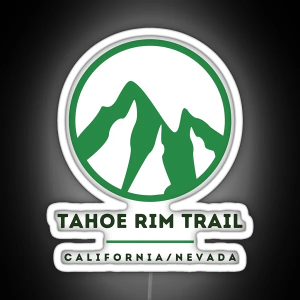 Tahoe Rim Trail Mountain Circle Design Dark RGB Neon Sign