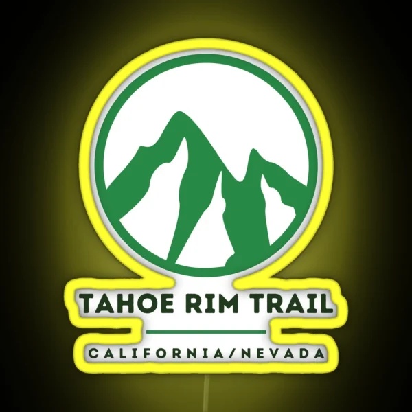 Tahoe Rim Trail Mountain Circle Design Dark RGB Neon Sign