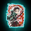 Neon inspiration from Demon Slayer's iconic Tanjiro Kamado Hashira logo lighting up