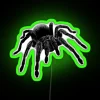 Neon spider wall art decoration featuring vibrant colorful tarantula design
