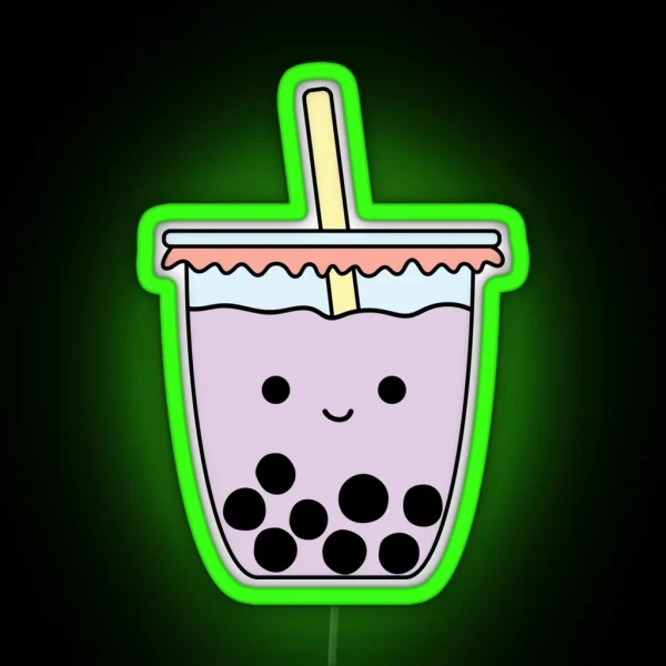 Taro Bubble Milk Tea Boba Face Mask RGB Neon Sign
