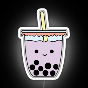 Taro Bubble Milk Tea Boba Face Mask RGB Neon Sign