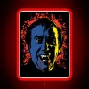 Vampire themed decor with bold, glow-in-the-dark Dracula blood splatter design.