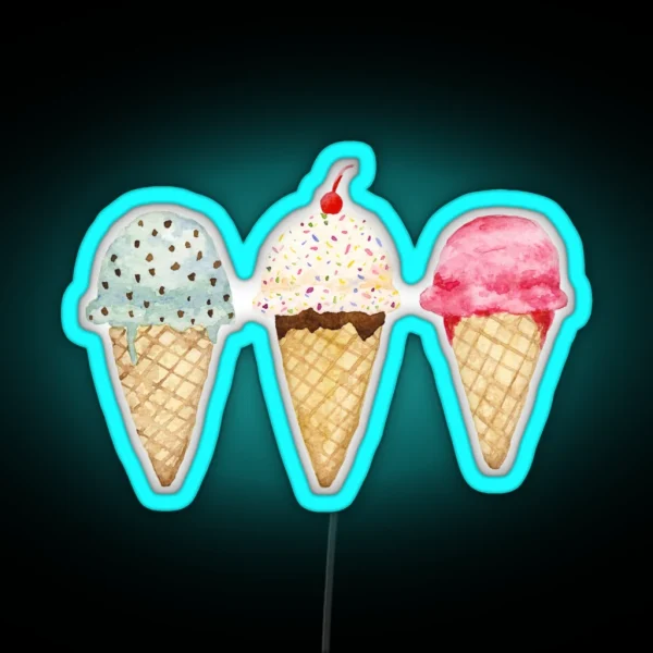 Tasty Ice Cream Cones RGB Neon Sign