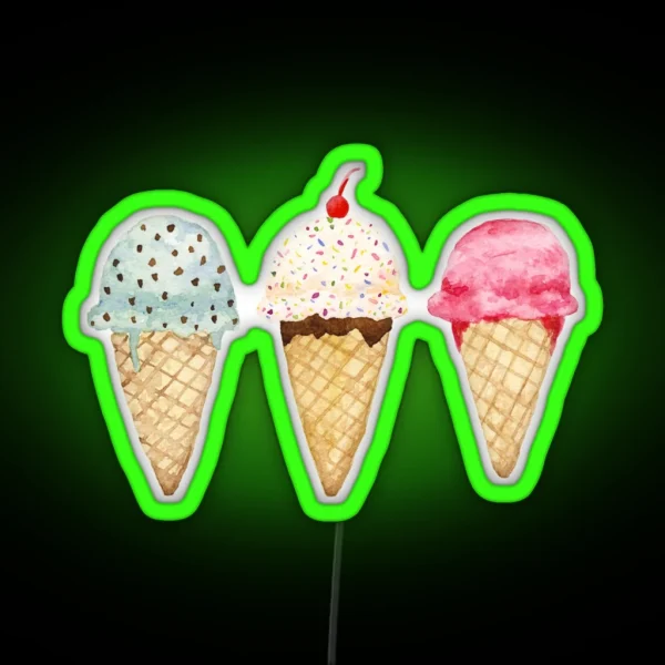 Tasty Ice Cream Cones RGB Neon Sign
