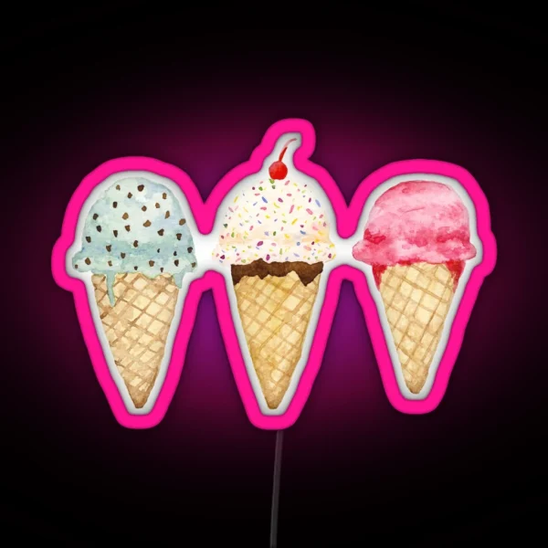 Tasty Ice Cream Cones RGB Neon Sign