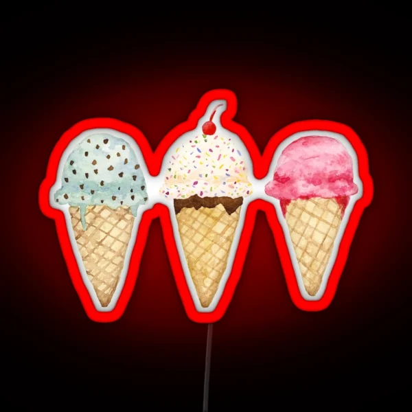 Tasty Ice Cream Cones RGB Neon Sign