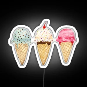 Tasty Ice Cream Cones RGB Neon Sign