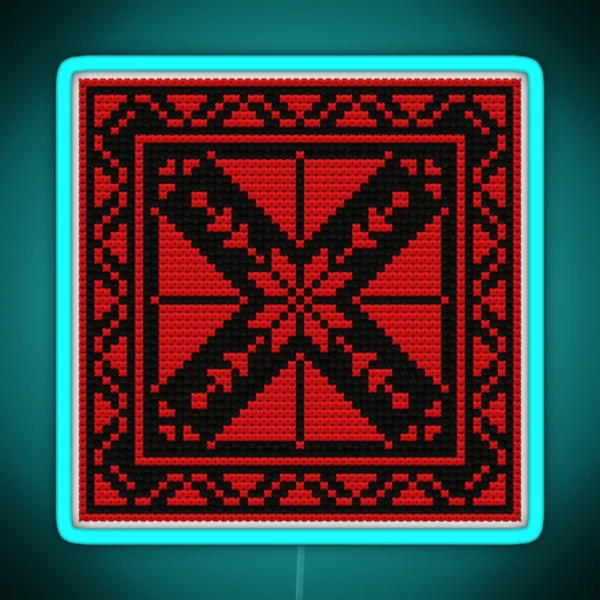 Tatreez Pattern Palestinian Embroidery Small Square RGB Neon Sign