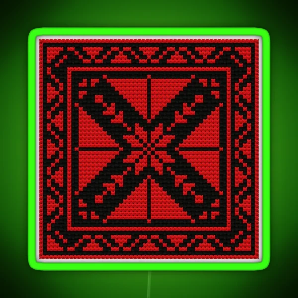 Tatreez Pattern Palestinian Embroidery Small Square RGB Neon Sign