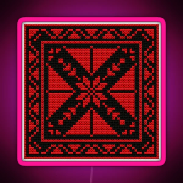 Tatreez Pattern Palestinian Embroidery Small Square RGB Neon Sign