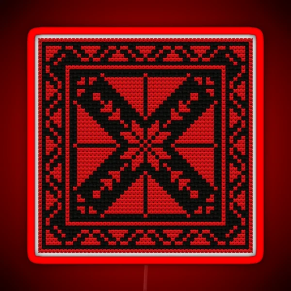 Tatreez Pattern Palestinian Embroidery Small Square RGB Neon Sign